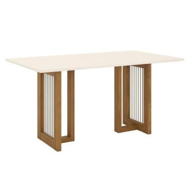 Imagem de Mesa de Jantar Yara 160 cm Canto Reto sem Vidro Nature Off White - Hen