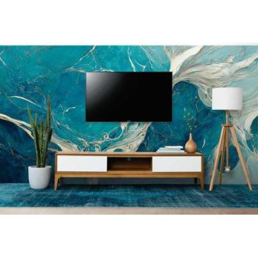 Imagem de Papel de Parede Painel 3D Mármore Branco Azul Claro 3,5M Revestimento 
