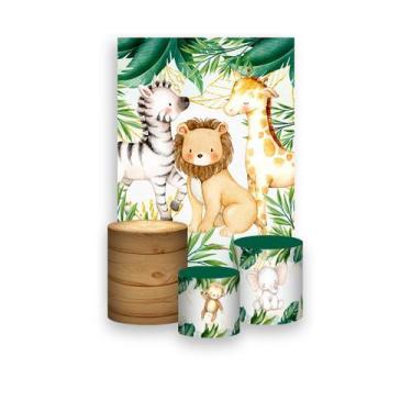 Imagem de Painel De Festa Vertical 1,50 x 2,20 + Trio De Capas Cilindro - Safari