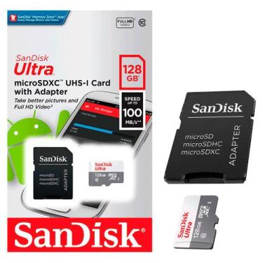 Imagem de Cartão de Memória SanDisk Ultra, SDSQUNR, 128G, GN3MA, Micro SDXC, Com