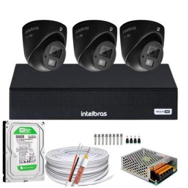 Imagem de Kit Intelbras 3 Mini 3220d C/áudio Dvr 4ch 3004c Fullhd 500gb