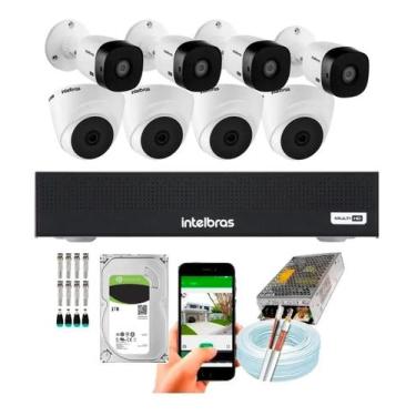 Imagem de Kit Cftv 8 Câmeras Hd Intelbras Ir 20m Dvr Intelbras 8 Ch Completo 1TB