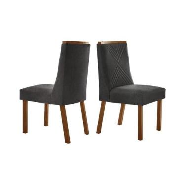 Imagem de Cadeira Sala de Jantar Montreal Kit 2 Un Imbuia/Linho Grafite - Rufato