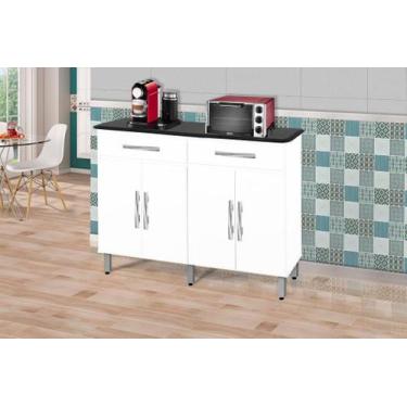 Imagem de BALCÃO BUFFET MAD. ALTO 4 PORTAS + 2 GAVETAS MODERNO COR BRANCO BRILHO