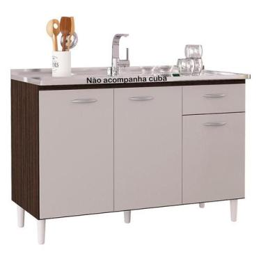 Imagem de Balcão de Pia 120 cm Chocolate Off White  Poquema - Poquema Industria