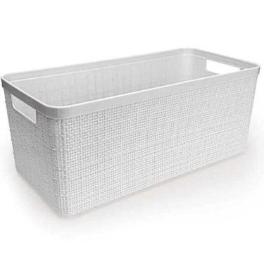 Imagem de Cesto Organizador Plástico Juta Alongado 34Cm Grande Branco - Nitron