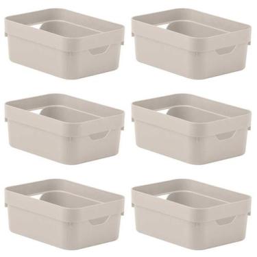 Imagem de Kit 6 Caixa Plástica 2L Organizadora Multiuso OU Cube Bege