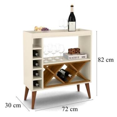 Imagem de Aparador com Adega Malibu Plus Off white / Freijó - Comprar Moveis par