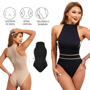 Imagem de Cinta Body Modelador Afina Cintura Collant Gola Alta Elástico Realça C