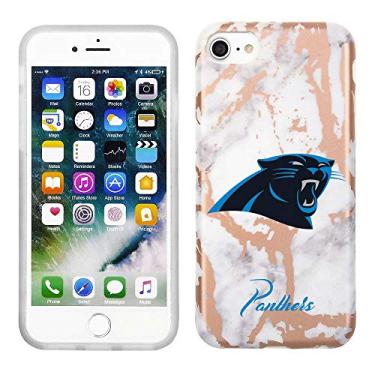 Imagem de Prime Brands Group Capa de celular para Apple iPhone 8/7/6S NFL licenciado Carolina Panthers, mármore branco e ouro rosa