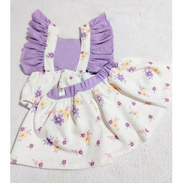 Imagem de Jardineira Romper Bebê Menina 2 x 1 com Saia e Tapa Fralda em Malha Ja