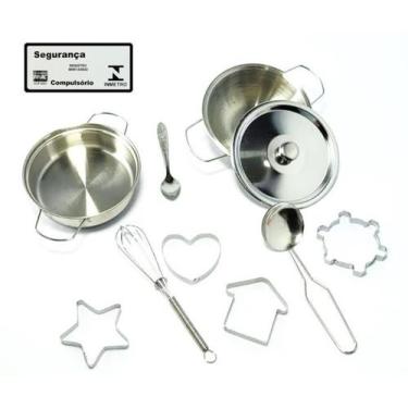 Imagem de Kit Cozinha Inox Braskit Jogo de Cozinha Infantil Forminhas Panelinhas