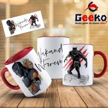 Imagem de Caneca Pantera Negra Wakanda Forever Black Panther Geeko, Vermelho, 32