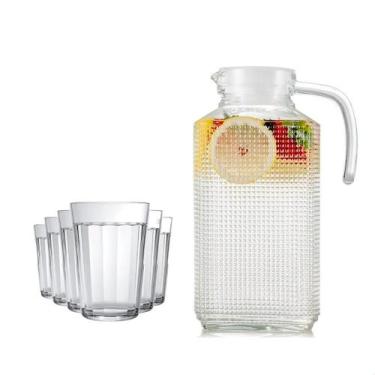 Imagem de Jogo De Jarra 1,8l Com 6 Copos Americanos 300ml Long Drink - Ladiv