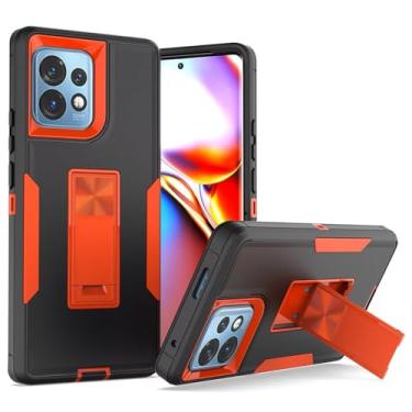 Imagem de Tothedu Capa de telefone para Motorola Edge Plus 2023/capa para Moto X40/Moto Edge 40 Pro XT2301-5, capa magnética com suporte de camada dupla à prova de choque para Motorola Edge+ 2023 preto laranja