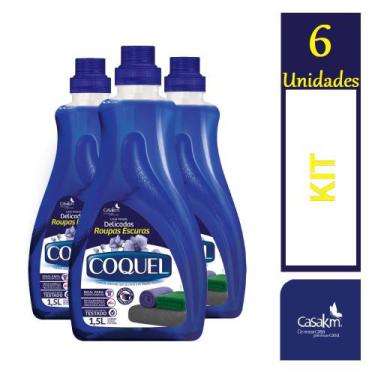 Imagem de Kit 6 Lava Roupas Líquido Coquel Roupas Escuras 1,5L Cada - CasaKm