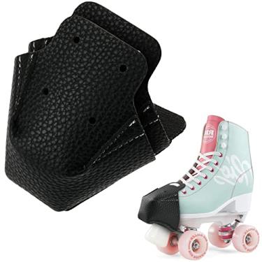 Imagem de Cosmos 2 peças de protetores de bico de patins de patins para patins e biqueira de couro PU, acessórios de proteção para Roller Derby, patinação de duas fileiras e skate quadriciclo (preto)