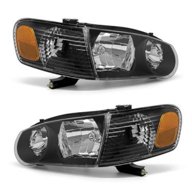 Imagem de ADCARLIGHTS Compatível com conjunto de farol Toyota Corolla 2001 2002, substituição de faróis com caixa preta refletor âmbar lado do motorista e do passageiro