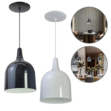 Imagem de Kit 2 Luminária Pendente Gota Com Interior Branco Brilho Com Fiação 11