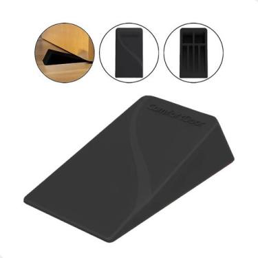 Imagem de Trava Porta Cunha Calço De Borracha Fixador Comfort Door, Preto