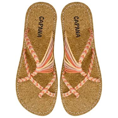 Imagem de Capana Sandálias rasteiras femininas de tecido - sandálias trançadas com tiras, sandálias de praia para mulheres verão elegante, sandálias boêmia de corda, sapatos femininos casuais de primavera,