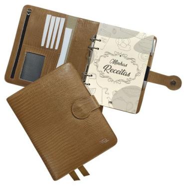Imagem de Agenda Minhas Receitas Couro 168-R Personalizada Raffai Couros, Carame
