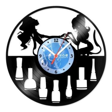 Imagem de Relógio De Parede Disco Vinil Profissões - Manicure Esmalte - VPR-010 