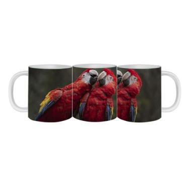 Imagem de Caneca de Porcelana Fauna Brasileira Arara Vermelha 325mL - VilelaGG