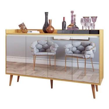 Imagem de Buffet delux delta classico com espelho 4 portas nature/off white - Vi