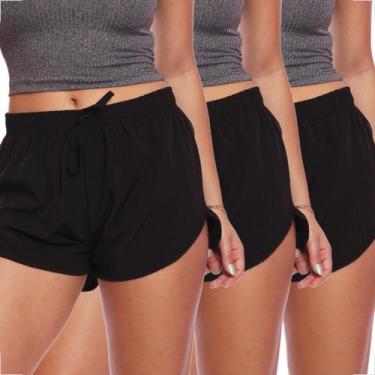 Imagem de Kit 3 Shorts Feminino Tactel Moda Praia Piscina Verão Adulto - Brás e 
