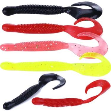 Imagem de Kit 6 Iscas Artificiais Grub Colorido 12cm 9.2g Trairão Tucunaré - FSS