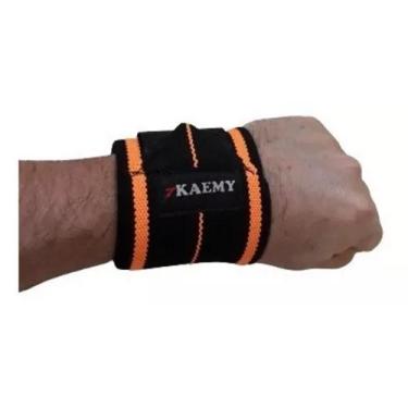 Imagem de Munhequeira Exercício Funcional Academia Par Kaemy-K204, Preto, Laranj