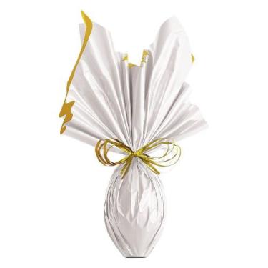 Imagem de Folha para Ovos de Páscoa Double Face Acetinado Branco Ouro 69x89cm - 