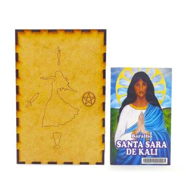 Imagem de Kit Baralho de Tarô Cigana Sara Kali e Porta Tarô Caixa Madeira - Flas