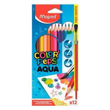 Imagem de Lápis de Cor Aquarelável 12 Cores Triangular Color Peps + Pincel Maped