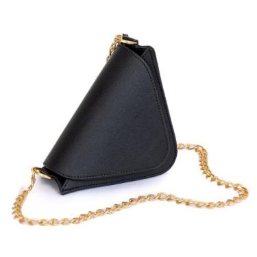 Imagem de Bolsa Feminina Festa Em Triangulo Metalizada Bag - Èkkol shpos, Preto