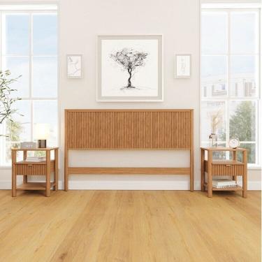 Imagem de Conjunto Cabeceira Queen com 2 Mesas de Cabeceira Oiti Cabecasa MadeiraMadeira Marrom