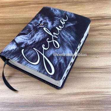 Imagem de Bíblia pequena leao yeshua Com Harpa e corinhos E Índice Capa exclusiv