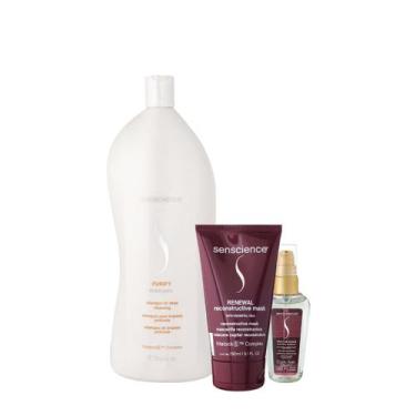 Imagem de Kit Senscience Purify Shampoo Renewal Máscara e True Hue Óleo (3 produ