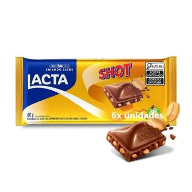 Imagem de Pack 6x Chocolate Lacta Shot ao Leite com Amendoim 80g