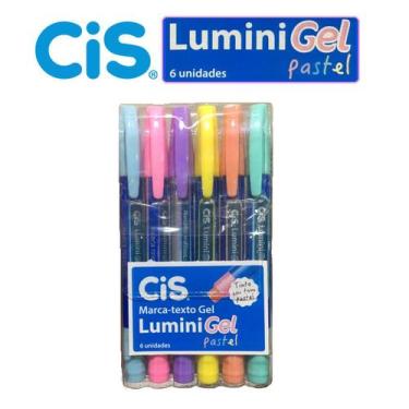 Imagem de Kit Caneta Marca Texto Cis Lumini Gel Pastel Estojo com 6