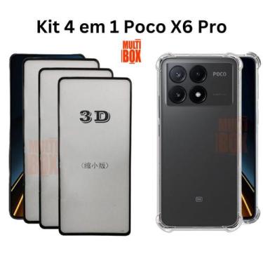 Imagem de Kit 3UN Película 3D de Vidro + Capa Transparente para Xiaomi Poco X6 P