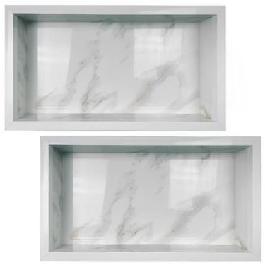 Imagem de Nicho Porcelanato Branco Marmo Douro Polido 02 Unid 60x32cm - LOMINA S