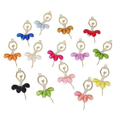 Imagem de Honbay Pingentes femininos de balé de strass de liga de cristal de liga de balé, bailarina, pingentes para colares, correntes de suéter, chaveiros, puxadores com zíper, liga metálica, Strass