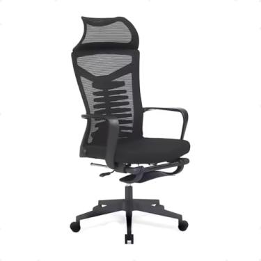 Imagem de Cadeira de Escritório Ergonômica, Encosto Alto em Tela, Apoio para Braços, Ajustável, Preta