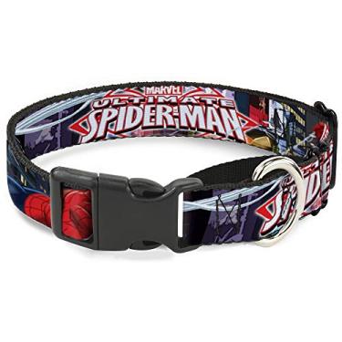 Imagem de Buckle-Down Coleira para cães martingale The Ultimate Spider Man Swinging City Poses 38 a 66 cm 1 cm de largura