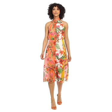 Imagem de Maggy London Vestido feminino de chiffon sem mangas com gola redonda, Lilás Candy, 42