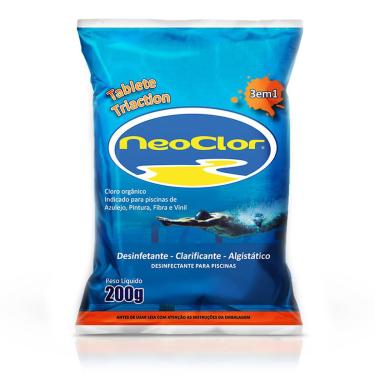 Imagem de Cloro Em Patilha 3 Em 1 200g Para Limpeza E Tratamento De Piscina Azulejo Fibra Vinil Neoclor