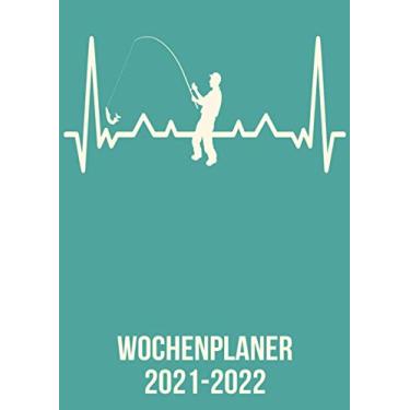 Imagem de Wochenplaner 2021-2022: 2 Jahres Wochenplaner zum notieren, organisieren und planen DIN A4. Kalender/Terminkalender/Kontakt- / Geburtstags ... 2022 / Angler Angelrute heartbeat herzschlag