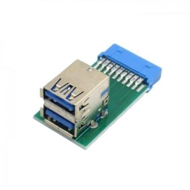 Imagem de Adaptador de Cabeçalho JSER Vertical Dual USB 3.0 A Tipo Fêmea para Placa Mãe, 20 Pinos PCBA.